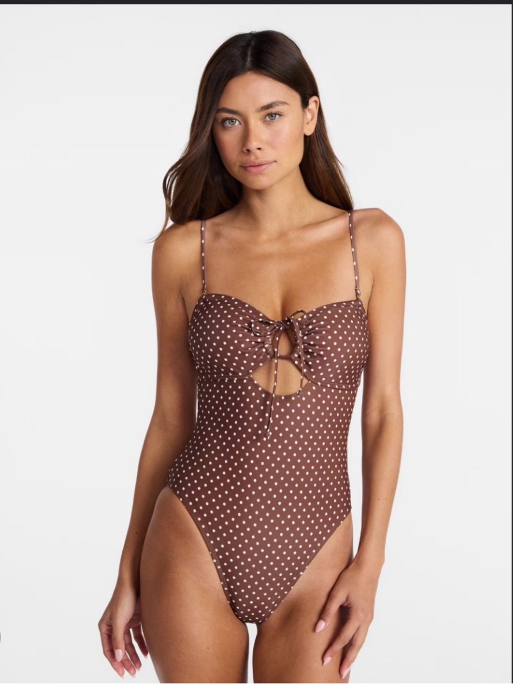 Classic Brown Polka Dot One-Piece Swimsuit